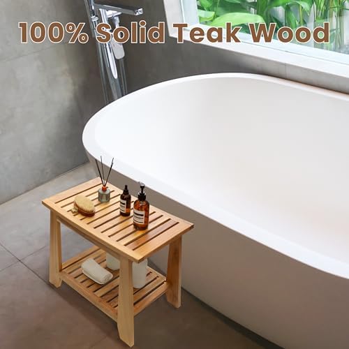 Teak Shower Bench Stool, Non-Slip Solid Teak Shower Seat Chair - Image 6