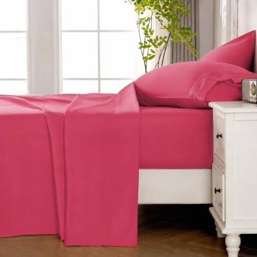 ROSE&RISY Magenta Queen Sheet Set, Pre-Washed Cotton-Like Brushed Microfiber - Image 2