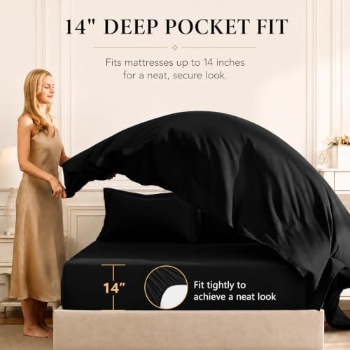 CozyLux Full Comforter Set 82"x86" Black - Image 5