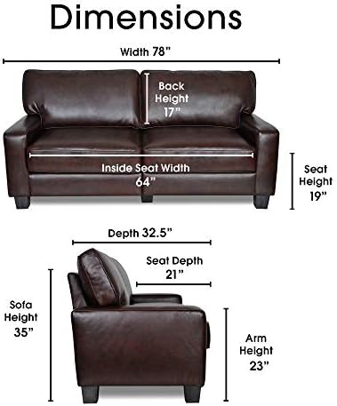 Serta Palisades 78" Track Arm Sofa, Durable Bonded Leather, Soft Pillow Back - Image 3