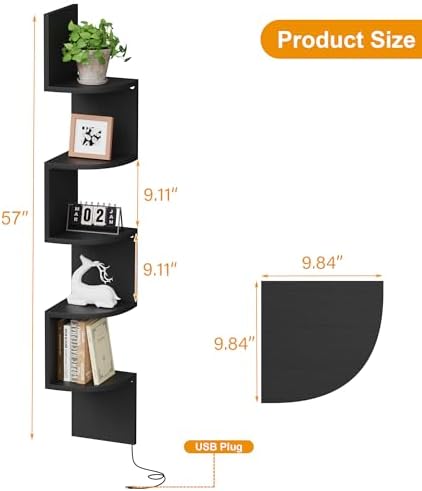 5-Tier Tall Corner Shelf with LED - Image 2