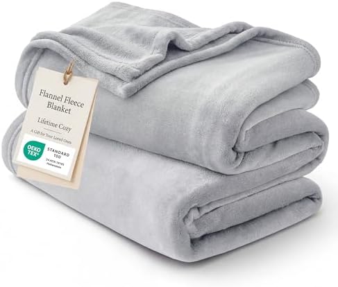 Bedsure GentleSoft Fleece Blanket Twin Size Light Grey by BEDSURE