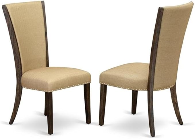 East West Furniture X797VE703-5 5 Piece Dining Set Includes a Rectangle Dining Room Table with X-Legs and 4 Brown Linen Fabric Upholstered Parson Chairs, 40x72 Inch, Multi-Color