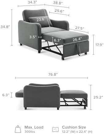 Mopio Sophie Sleeper Chair, Sofa Bed, Accent Chair - Image 2