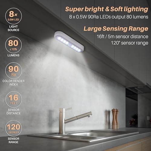 STAR-SPANGLED 7” Motion Sensor Lights Indoor AAA Battery, 3 Pack Cool White - Image 2