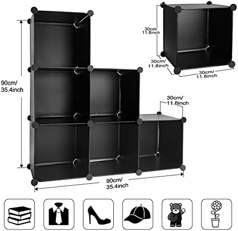 Cube Storage Organizer, 6-Cube DIY Plastic Closet Cabinet Modular Bookcase - Image 3