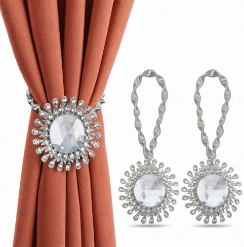 2 Pack Modern Flower Curtain Tiebacks Window Holdback Buckles by Mikomer