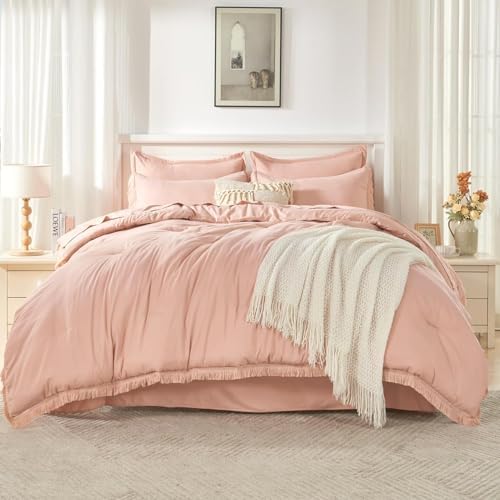 Andency Oversized King Comforter Set, 7 Pieces Pink Bedding - Image 7