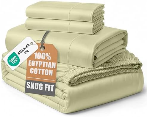 LANE LINEN King Sheets Deep Pocket 100% Egyptian Cotton Sateen by LaneLinen