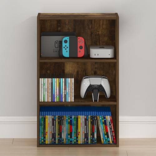 Furinno Basic DVD Shelf, 3-Tier CD Rack, Cube Storage, Amber Pine - Image 6