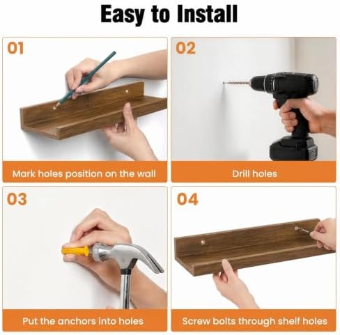 24inch Long Floating Shelves for Wall Decor, 3-Set Shelves - Image 5