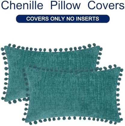 CaliTime Decorative Couch Throw Pillow Covers 20 X 12 Inches Teal - Image 6