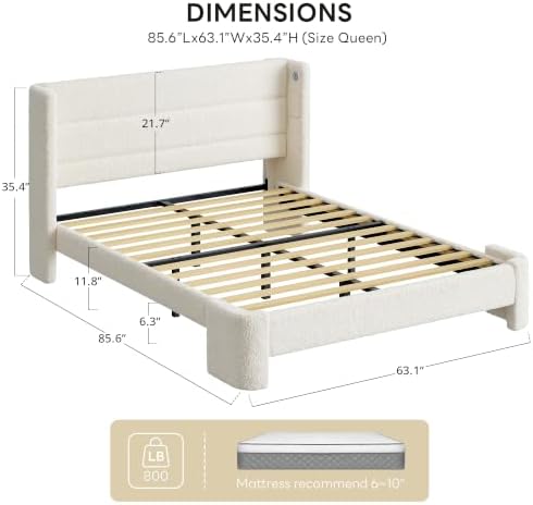 LIKIMIO Queen Bed Frame with USB Ports - Image 2