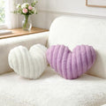 2PCS Heart Pillows, 12.9"x9" White Purple Decorative Throw Pillows by Unknown
