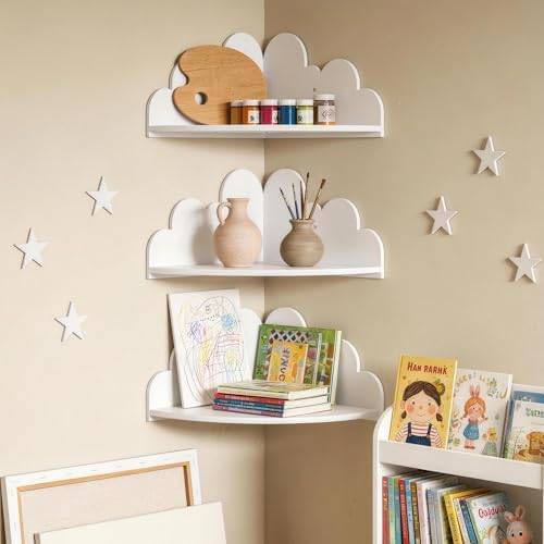 White Cloud Floating Corner Shelves Set of 3 Thickened version, Corner Shelves - Image 6