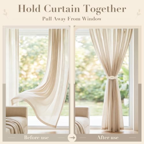 Magnetic Curtain Tiebacks, Boho Curtain Holdbacks - Image 3