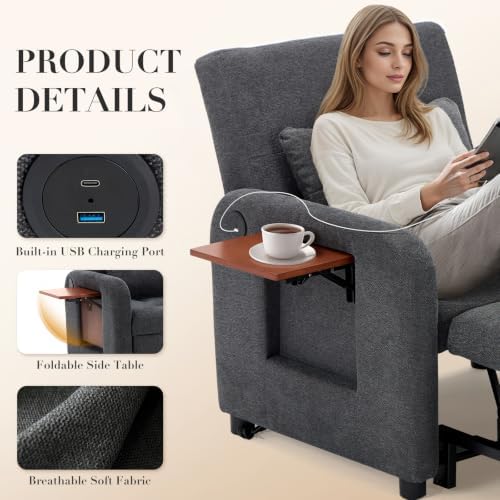COLAMY Convertible Sleeper Chair-Fabric Futon Sofa Bed, Single Sleeper Sofa - Image 4