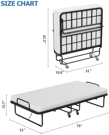 Ferlizer Folding Bed with Mattress 31" – Space-Saving Guest Cot - Image 3