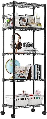 Homdox 5 Tier Wire Shelving Unit on Wheels, Adjustable Storage Racks and by HOMDOX