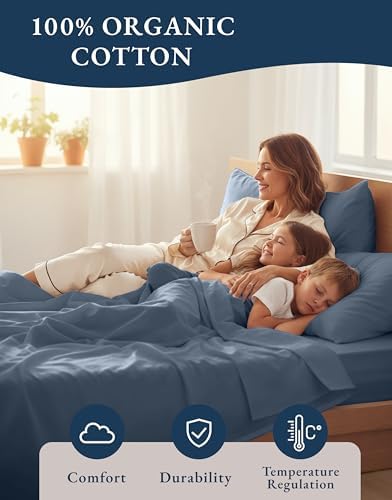 LANE LINEN Queen Bed Sheet Set 100% Organic Cotton 4pc Soft - Image 6