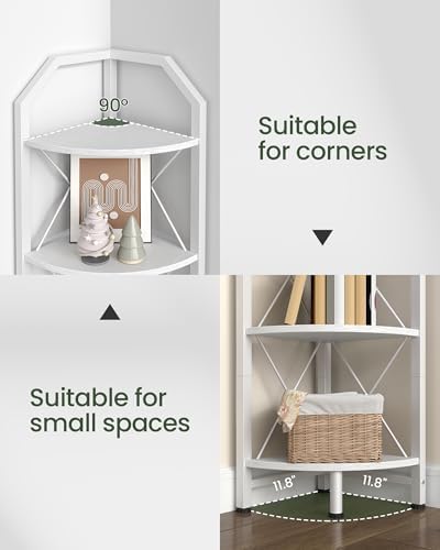 4-Tier Corner Shelf, Industrial Corner Bookshelf, 47.6" Corner Storage Stand - Image 3