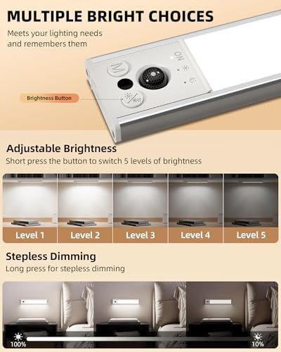 EZVALO 10inch Under Cabinet Lighting, 2 Pack 2400mAh Rechargeable Wireless - Image 6