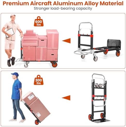 3-in-1 Convertible Hand Truck, Heavy Duty 600LBS Folding Dolly Cart - Image 5