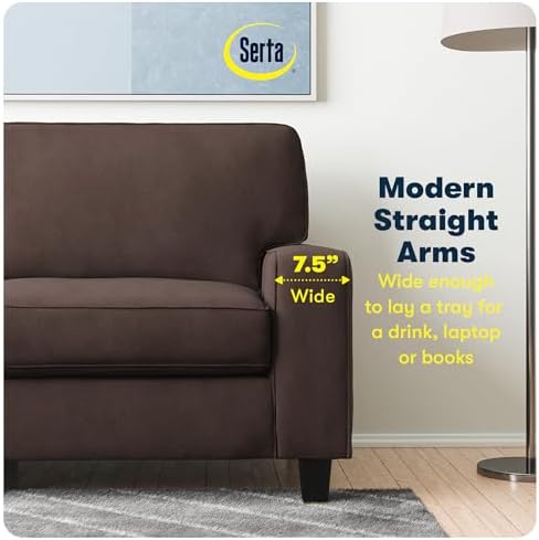 Serta Palisades 78" Track Arm Sofa, Easy Care Polyester, Soft Pillow Back - Image 6