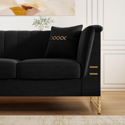 83" Oversized 3 Seater Sofa, Velvet Couch - Image 7