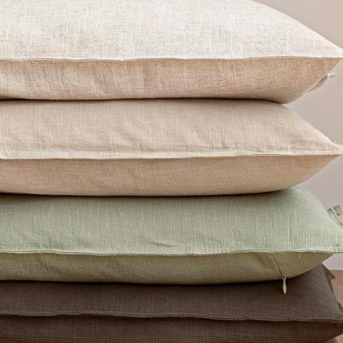 Foindtower Linen Solid Decorative Throw Pillow Cover 26x26 Inch Light Green - Image 5