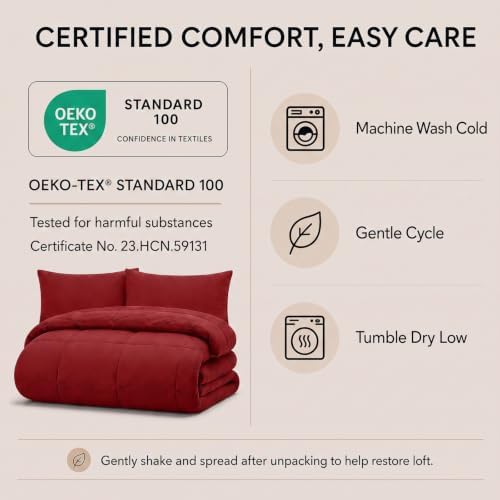CozyLux Full Size Comforter Sets Dark Red - Image 6