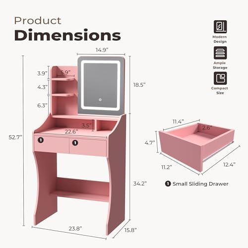 Small Makeup Vanity Desk with Mirror and Lights - Image 7