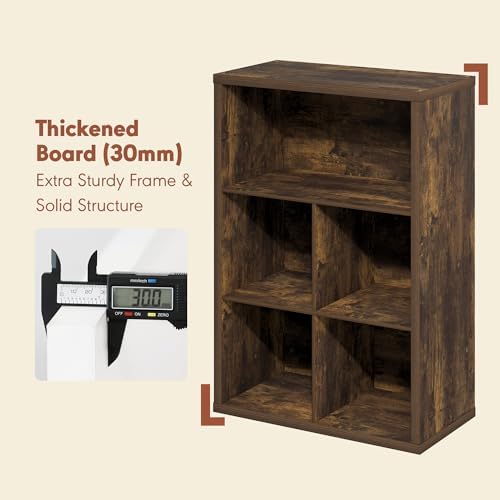 Furinno Cubicle Record Player Stand, 5-Cube Record Storage, Amber Pine - Image 4