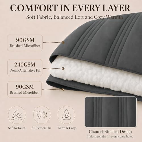 CozyLux King Size Comforter Set Dark Grey - Image 3