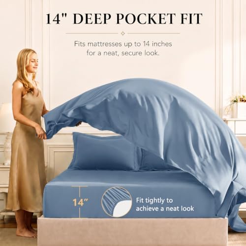 CozyLux California King Comforter Set 104"x96", 7 Piece, Dusty Blue - Image 5
