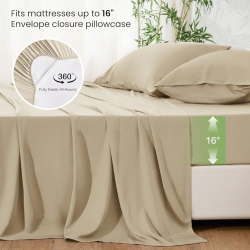 Love's cabin 100% Rayon Derived from Bamboo, Full Size Sheet Set, 4 Pieces - Image 4
