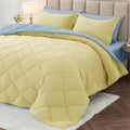 MUXHOMO Queen Comforter Set 7 Pieces, Light Yellow/Light Blue by MUXHOMO