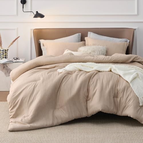 Bedsure Sand Queen Comforter Set, Soft Cationic Dyed Bedding Set 3 Pcs by BEDSURE