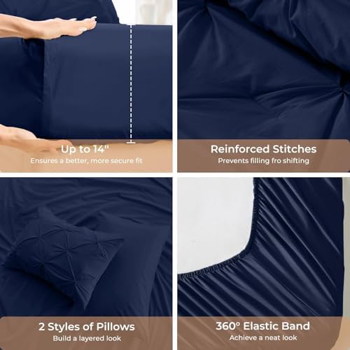 Sasttie King Size Comforter Set, 7-Piece Bed in a Bag, Pintuck Bedding Sets - Image 5