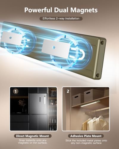 10.5 Inch 2 Pack Under Cabinet Lighting, 3 Color Temps Rechargeable Motion - Image 6