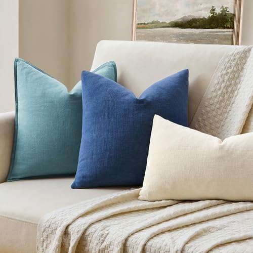 MIULEE Navy Blue Chenille Couch Lumbar Throw Pillow Covers - Image 2