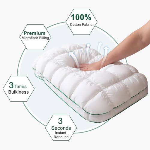 YOUR MOON Fluffy Support Bed Pillow Standard Size Set of 2, Super Soft Premium - Image 3