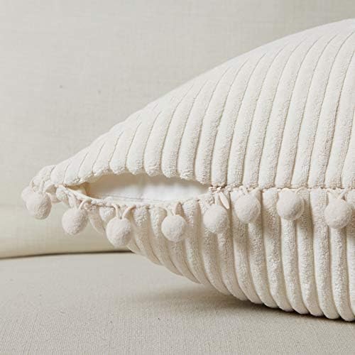 Fancy Homi Set of 2 Cream Decorative Throw Pillow Covers 14x14 Inch - Image 3