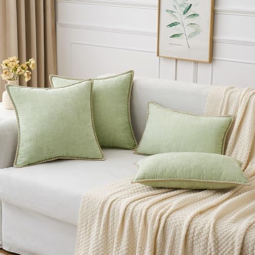 MIULEE Decorative Couch Throw Pillow Covers 16x16 Inch Light Green 2 Pack - Image 5