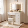 Takywep White Modern 4-Drawer Bulb Vanity Table by HOME