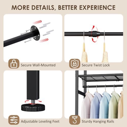 Wall Mounted Closet System, Expandable Clothing Rack - Image 4
