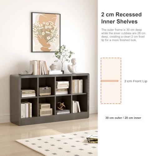 Low Cube Bookcase, 8-Cube Storage Organizer Shelf - Image 5