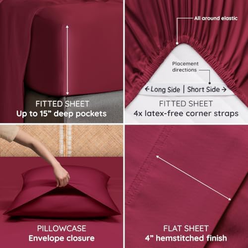 Bambaw Twin Sheets Set – 4-Piece Set of 100% Viscose Derived from Bamboo Sheets - Image 5