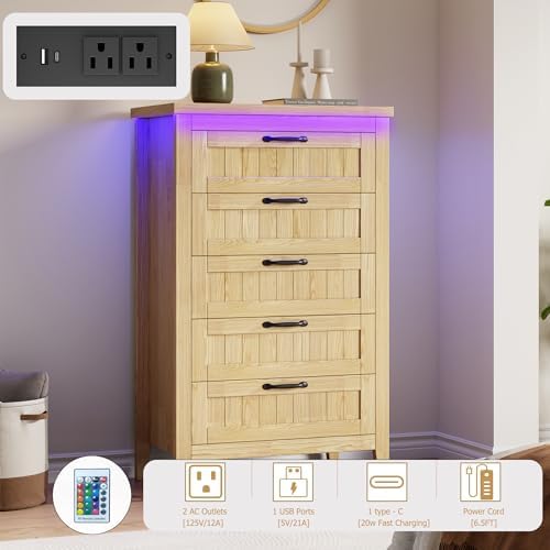 GarveeHome 5 Drawer Dresser - Image 3
