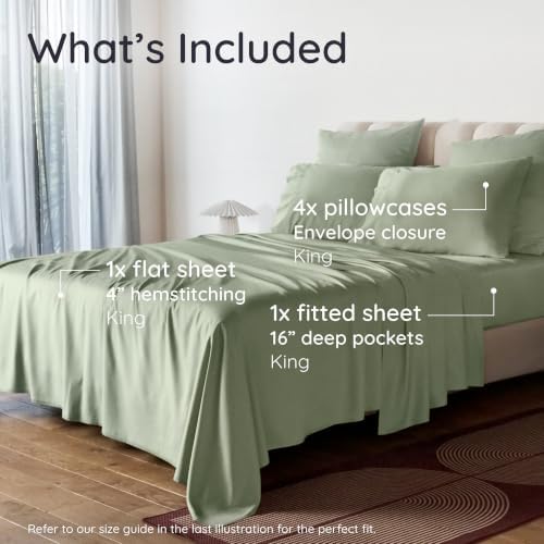 Bambaw King Sheet Set 6pcs – 100% Viscose Derived from Bamboo Sheets, Buttery - Image 2